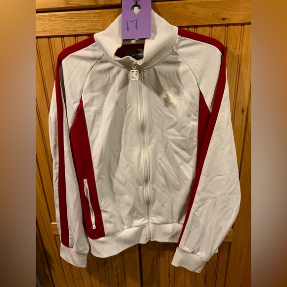 Express Other - Express White and Red Zip-Up Jacket